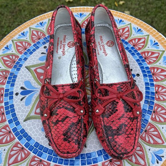 Marc Joseph NY Sz 7.5 Cypress Hill Genuine Red Viper Snake Leather Loafers RARE - Picture 5 of 10